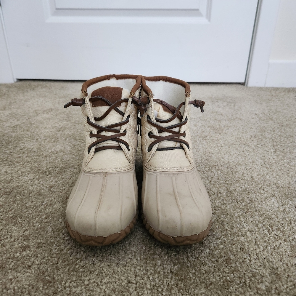 Nautica Beige and Brown Duck Boots